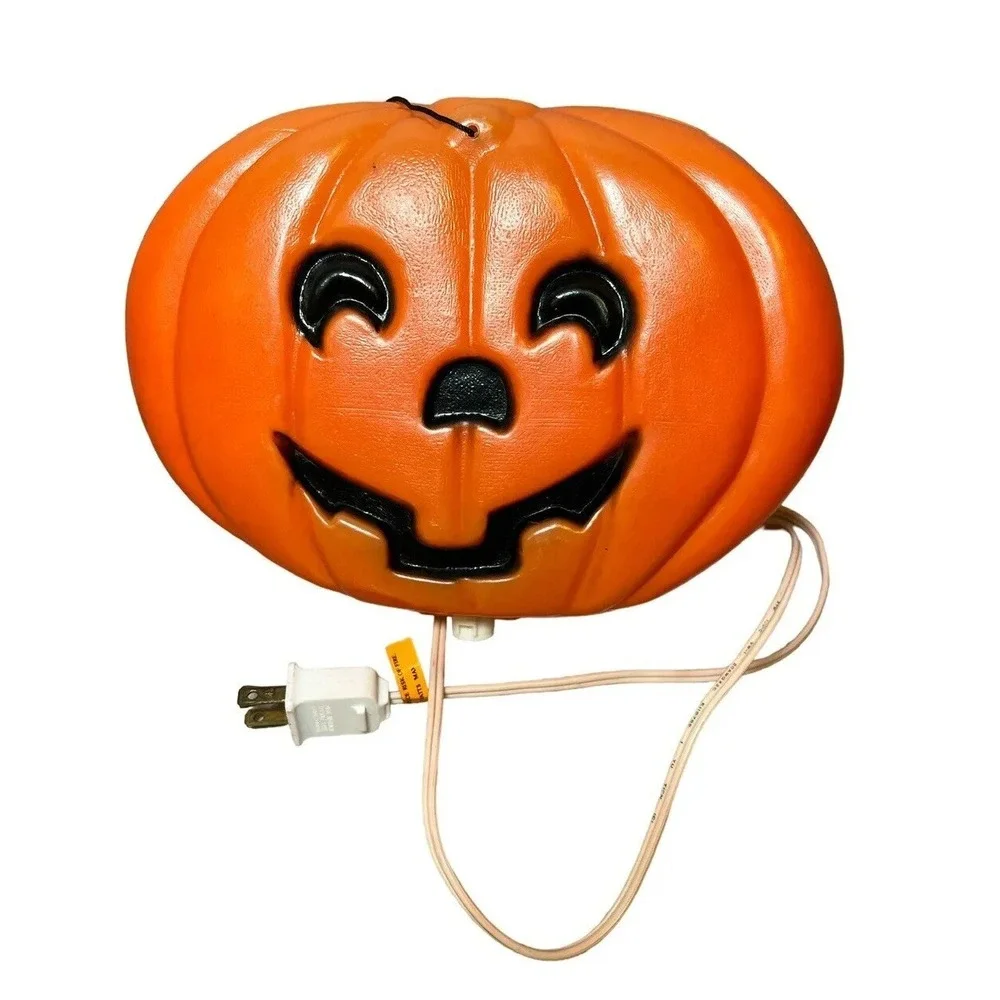 Vintage Halloween Pumpkin Blow Mold‎ Light with String Hanging Decor
